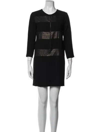 Pre-owned Sandro Crew Neck Mini Dress In Black