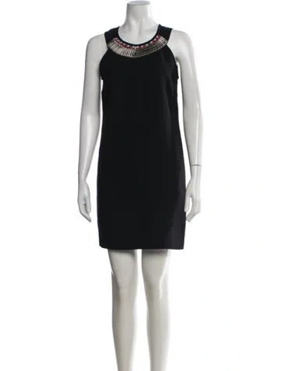 Pre-owned Sandro Crew Neck Mini Dress In Black