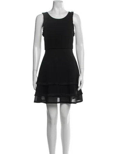 Pre-owned Sandro Crew Neck Mini Dress In Black