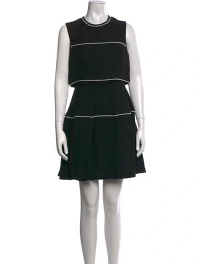Pre-owned Sandro Crew Neck Mini Dress In Black