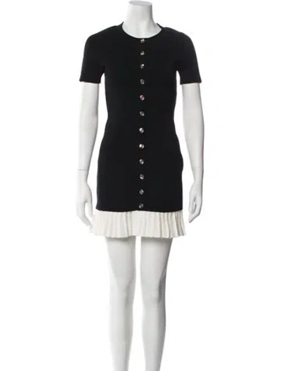 Pre-owned Sandro Crew Neck Mini Dress In Black