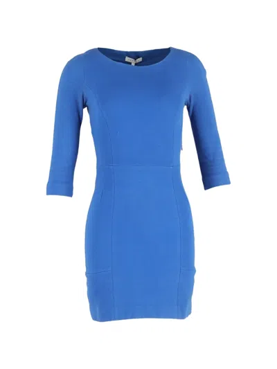 Pre-owned Sandro Crew-neck Mini Dress In Blue