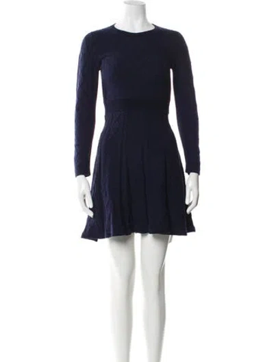 Pre-owned Sandro Crew Neck Mini Dress In Blue