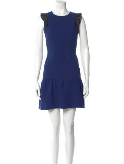 Pre-owned Sandro Crew Neck Mini Dress In Blue