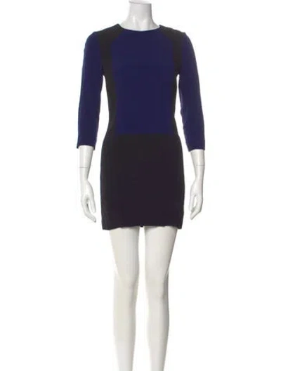 Pre-owned Sandro Crew Neck Mini Dress In Blue