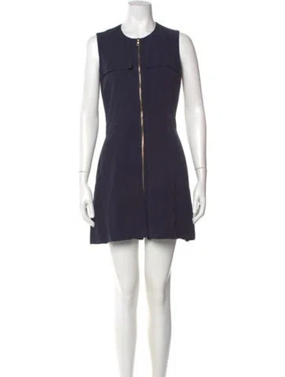 Pre-owned Sandro Crew Neck Mini Dress In Blue