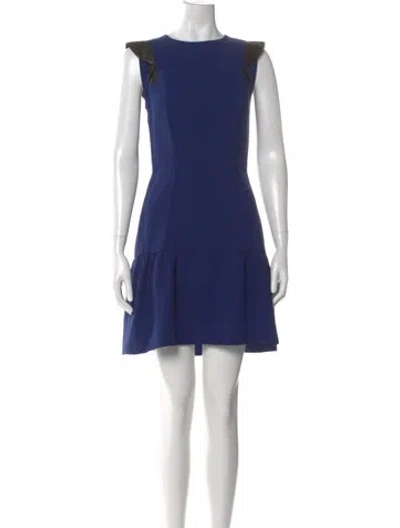 Pre-owned Sandro Crew Neck Mini Dress In Blue