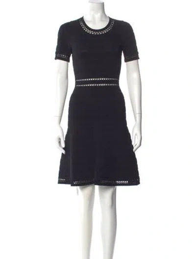 Pre-owned Sandro Crew Neck Mini Dress In Blue