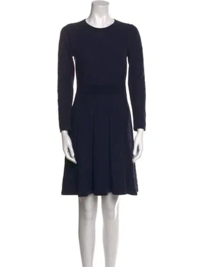 Pre-owned Sandro Crew Neck Mini Dress In Blue