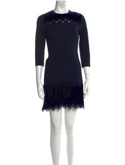 Pre-owned Sandro Crew Neck Mini Dress In Blue