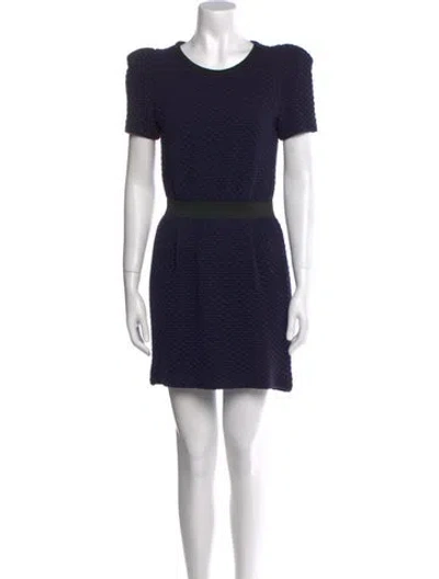 Pre-owned Sandro Crew Neck Mini Dress In Blue