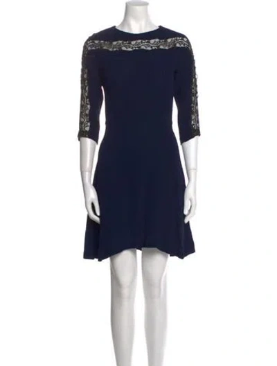 Pre-owned Sandro Crew Neck Mini Dress In Blue