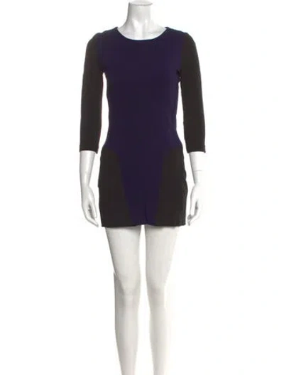 Pre-owned Sandro Crew Neck Mini Dress In Blue