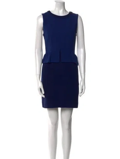 Pre-owned Sandro Crew Neck Mini Dress In Blue