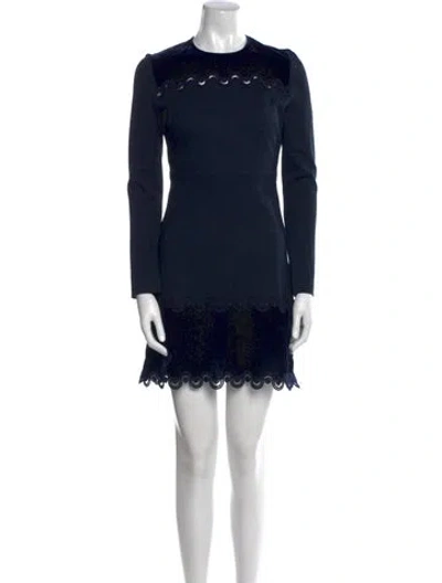 Pre-owned Sandro Crew Neck Mini Dress In Blue