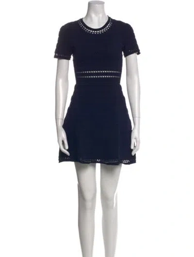 Pre-owned Sandro Crew Neck Mini Dress In Blue