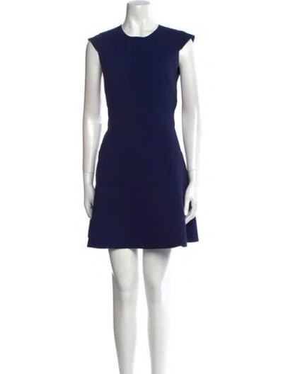 Pre-owned Sandro Crew Neck Mini Dress In Blue