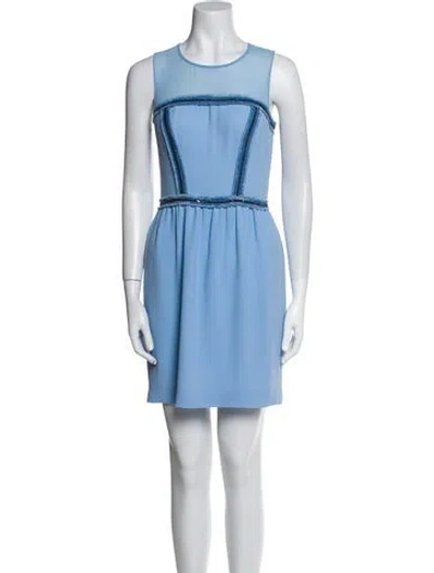 Pre-owned Sandro Crew Neck Mini Dress In Blue