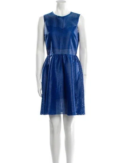 Pre-owned Sandro Crew Neck Mini Dress In Blue