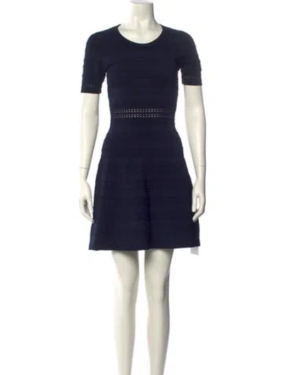 Pre-owned Sandro Crew Neck Mini Dress In Blue