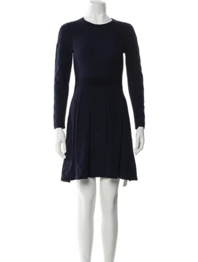 Pre-owned Sandro Crew Neck Mini Dress In Blue