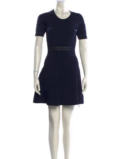 Pre-owned Sandro Crew Neck Mini Dress In Blue