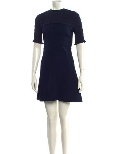 Pre-owned Sandro Crew Neck Mini Dress In Blue