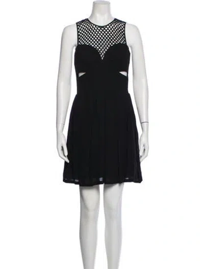 Pre-owned Sandro Crew Neck Mini Dress In Blue