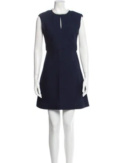 Pre-owned Sandro Crew Neck Mini Dress In Blue