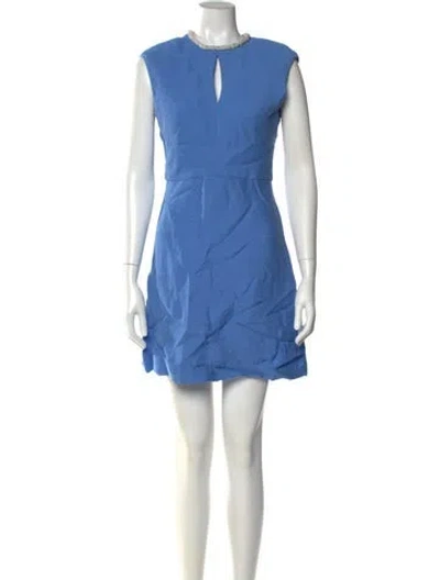 Pre-owned Sandro Crew Neck Mini Dress In Blue