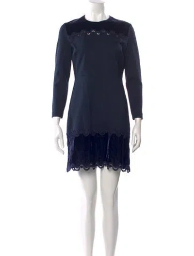 Pre-owned Sandro Crew Neck Mini Dress In Blue