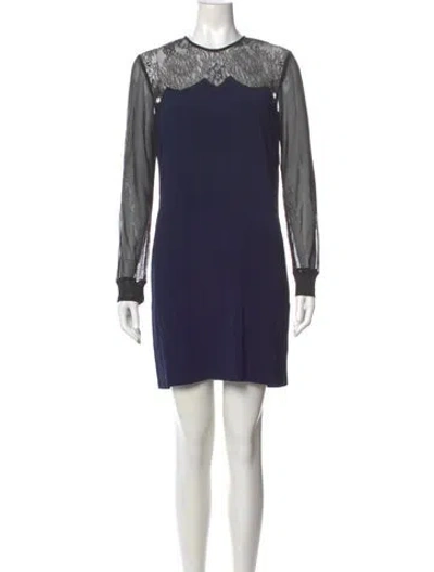 Pre-owned Sandro Crew Neck Mini Dress In Blue