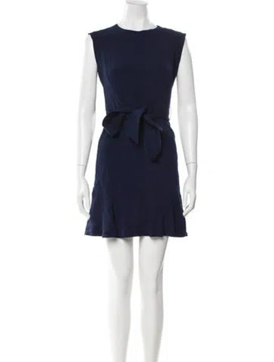 Pre-owned Sandro Crew Neck Mini Dress In Blue