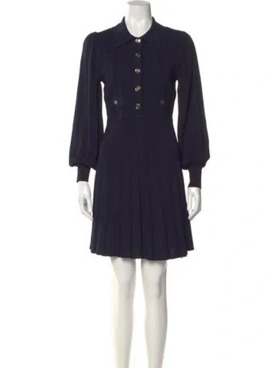 Pre-owned Sandro Crew Neck Mini Dress In Blue