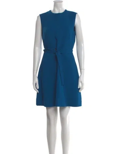 Pre-owned Sandro Crew Neck Mini Dress In Blue