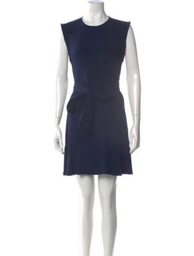 Pre-owned Sandro Crew Neck Mini Dress In Blue