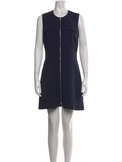 Pre-owned Sandro Crew Neck Mini Dress In Blue