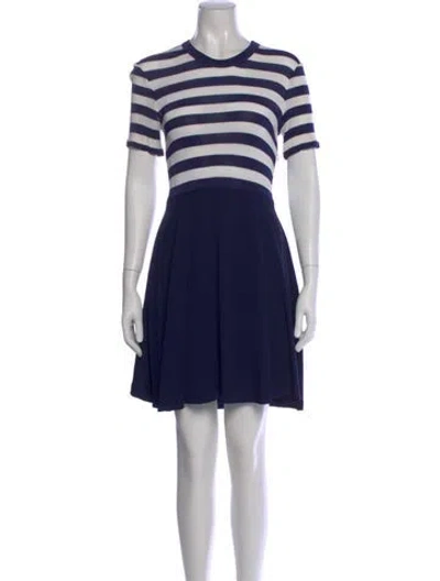 Pre-owned Sandro Crew Neck Mini Dress In Blue