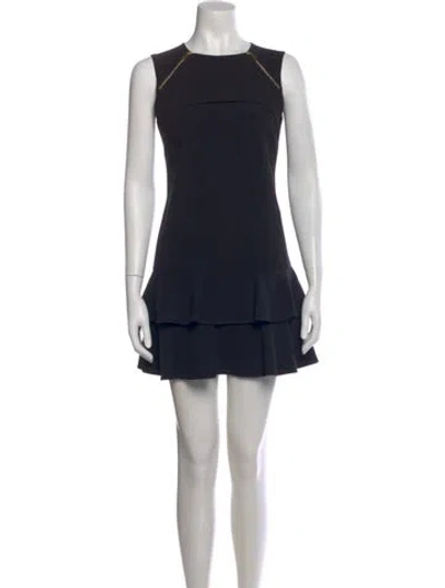 Pre-owned Sandro Crew Neck Mini Dress In Blue
