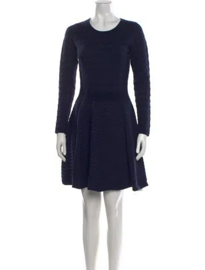 Pre-owned Sandro Crew Neck Mini Dress In Blue