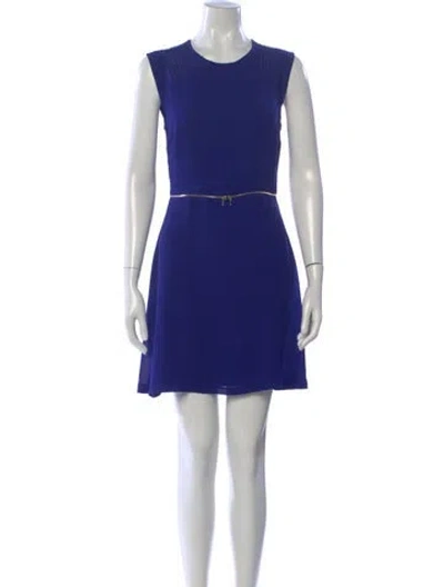 Pre-owned Sandro Crew Neck Mini Dress In Blue