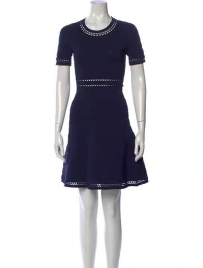 Pre-owned Sandro Crew Neck Mini Dress In Blue