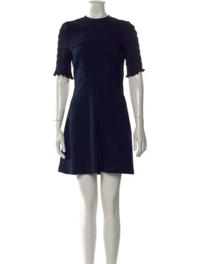 Pre-owned Sandro Crew Neck Mini Dress In Blue