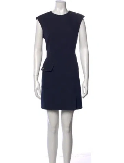 Pre-owned Sandro Crew Neck Mini Dress In Blue