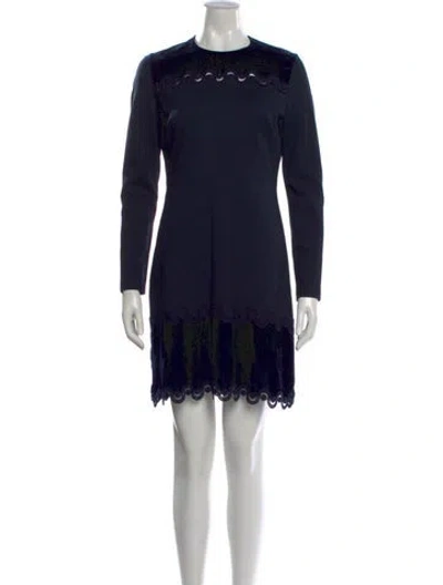 Pre-owned Sandro Crew Neck Mini Dress In Blue