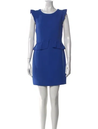 Pre-owned Sandro Crew Neck Mini Dress In Blue