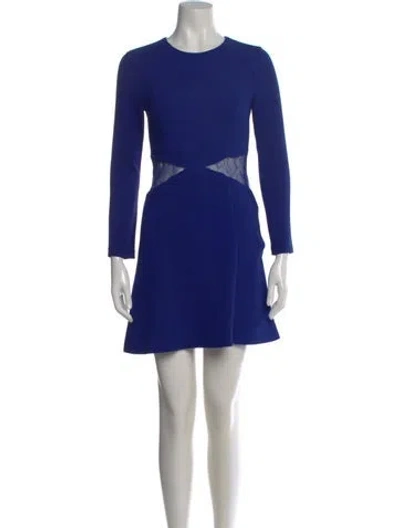 Pre-owned Sandro Crew Neck Mini Dress In Blue
