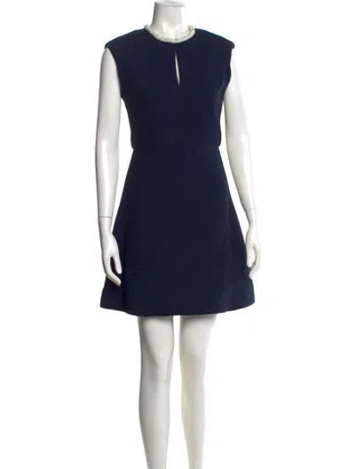 Pre-owned Sandro Crew Neck Mini Dress In Blue