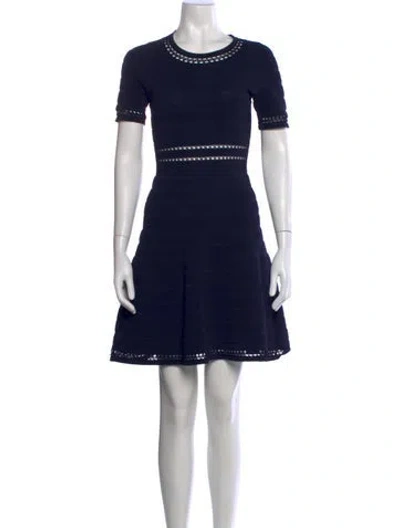 Pre-owned Sandro Crew Neck Mini Dress In Blue