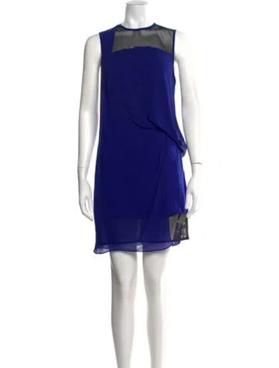 Pre-owned Sandro Crew Neck Mini Dress In Blue